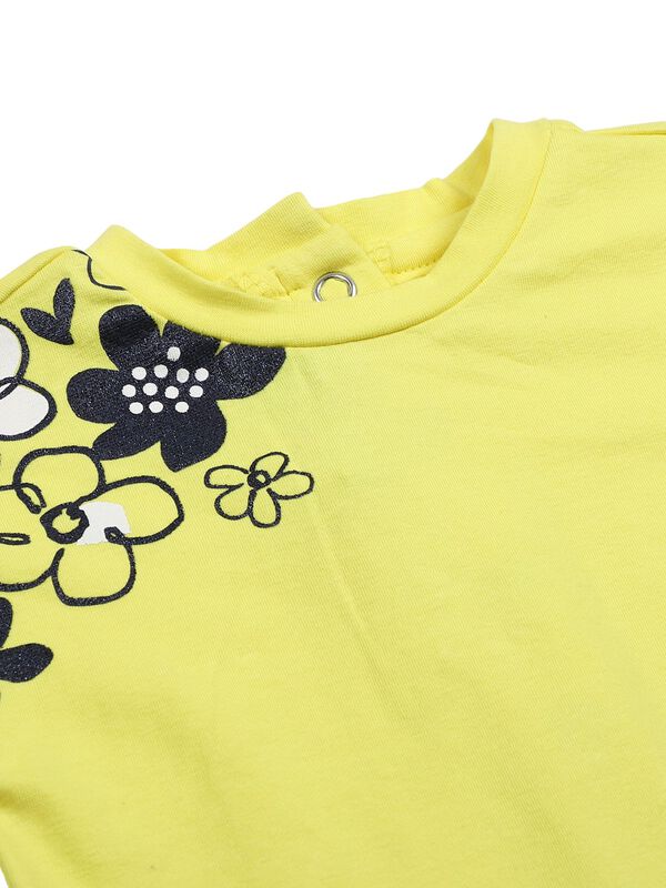 Girls Medium Yellow Short Sleeve Knitted Dress image number 2